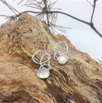 Celestia Rainbow Moonstone Stud Earrings - thumbnail 0