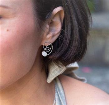 Celestia Rainbow Moonstone Stud Earrings - thumbnail 0