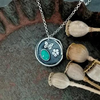 Turquoise Butterfly & Flower Necklace - thumbnail 0