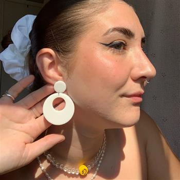 Retro Mod Hoop Drop Earrings - thumbnail 6