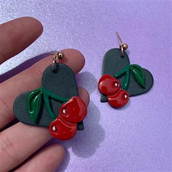 Cherry Heart Drop Earrings - thumbnail 3
