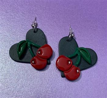 Cherry Heart Drop Earrings - thumbnail 2