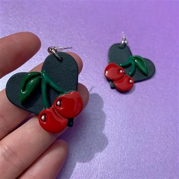 Cherry Heart Drop Earrings - thumbnail 4