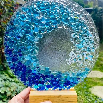 Fused Glass Wave Sculpture - thumbnail 0