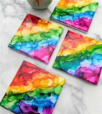 Rainbow Ceramic Coasters - thumbnail 0