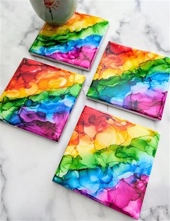 Rainbow Ceramic Coasters - thumbnail 0