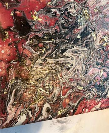 Original Acrylic Pour With Gold Leaf - thumbnail 3