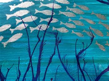 Acrylic Ocean Blues And Shoal Of Fish - thumbnail 2