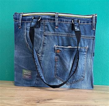 Upcycled Denim Student Bag - thumbnail 0