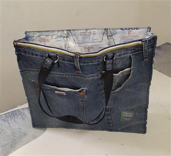 Upcycled Denim Student Bag - thumbnail 0