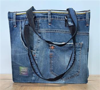 Upcycled Denim Student Bag - thumbnail 0