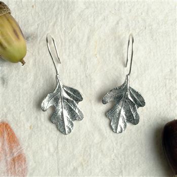 Oak Leaf Drop Pewter Earrings  - thumbnail 3