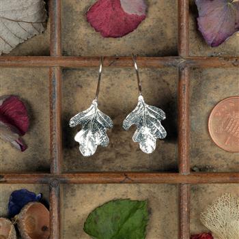 Oak Leaf Drop Pewter Earrings  - thumbnail 5