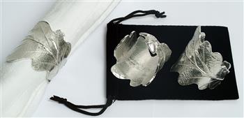 Oak Leaf Pewter Napkin Rings (Pair) - thumbnail 4