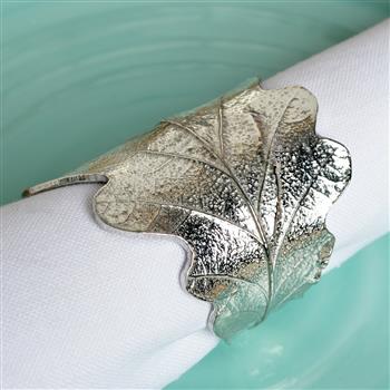 Oak Leaf Pewter Napkin Rings (Pair) - thumbnail 3