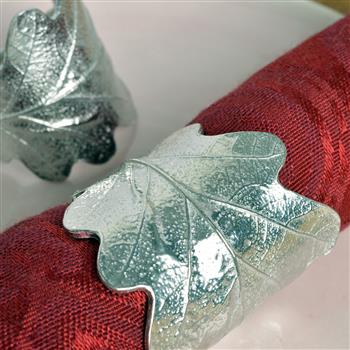 Oak Leaf Pewter Napkin Rings (Pair) - thumbnail 2