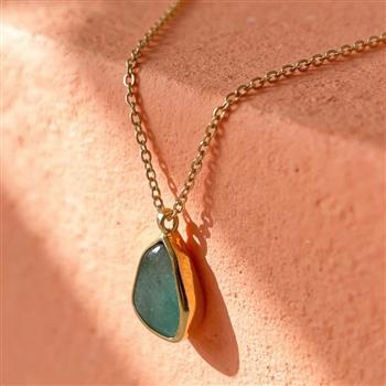 Gold Ocean Sea Glass Necklace - thumbnail 4
