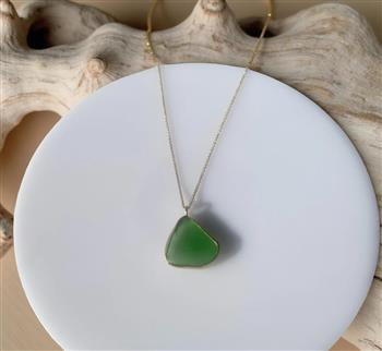 Gold Ocean Sea Glass Necklace - thumbnail 5