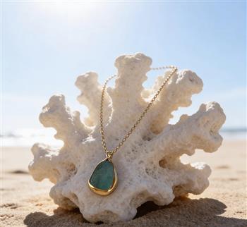 Gold Ocean Sea Glass Necklace - thumbnail 8