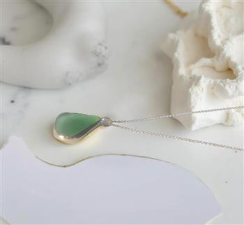 Gold Ocean Sea Glass Necklace - thumbnail 9