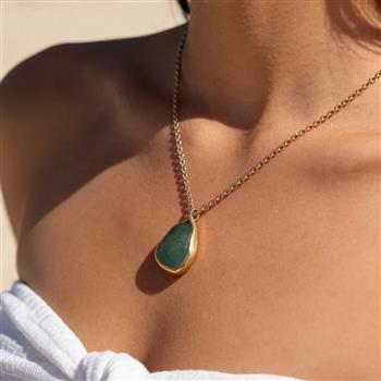 Gold Ocean Sea Glass Necklace - thumbnail 10