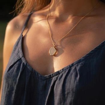 Gold Ocean Sea Glass Necklace - thumbnail 2