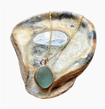 Gold Ocean Sea Glass Necklace - thumbnail 3