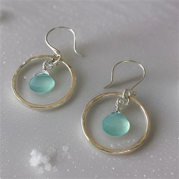 Chalcedony Silver Hoop Earrings - thumbnail 0