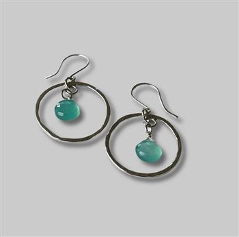 Chalcedony Silver Hoop Earrings - thumbnail 0