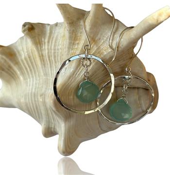 Chalcedony Silver Hoop Earrings - thumbnail 0