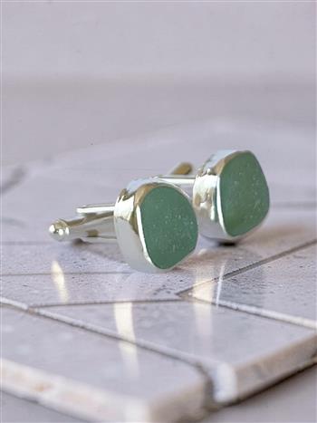 Silver Sea Glass Cufflinks - thumbnail 0