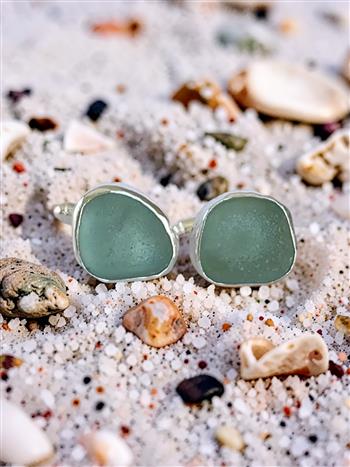 Silver Sea Glass Cufflinks - thumbnail 0