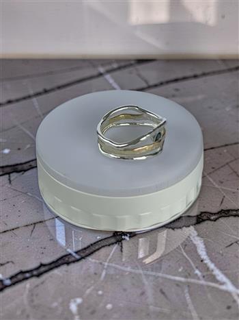 Silver And Gold Wave Ring With Topaz - thumbnail 0