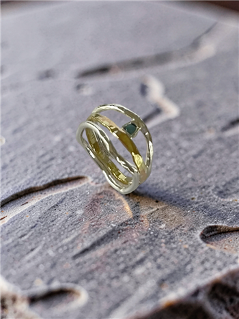 Silver And Gold Wave Ring With Topaz - thumbnail 0