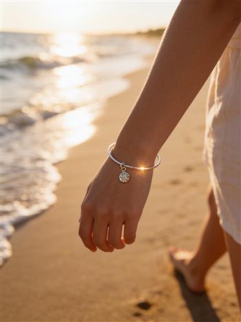 Silver Sand Dollar Charm Bangle  - thumbnail 0