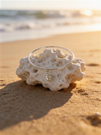 Silver Sand Dollar Charm Bangle  - thumbnail 0