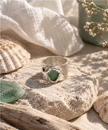 Coastal Silver Sea Glass Topaz Ring - thumbnail 0